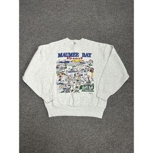 Vintage 90s Maumee Bay Resort Beach Grey Graphic Sweatshirt Size Medium